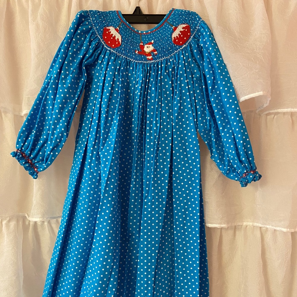 Girls size 6X Long-sleeved Smocked Holiday Dress